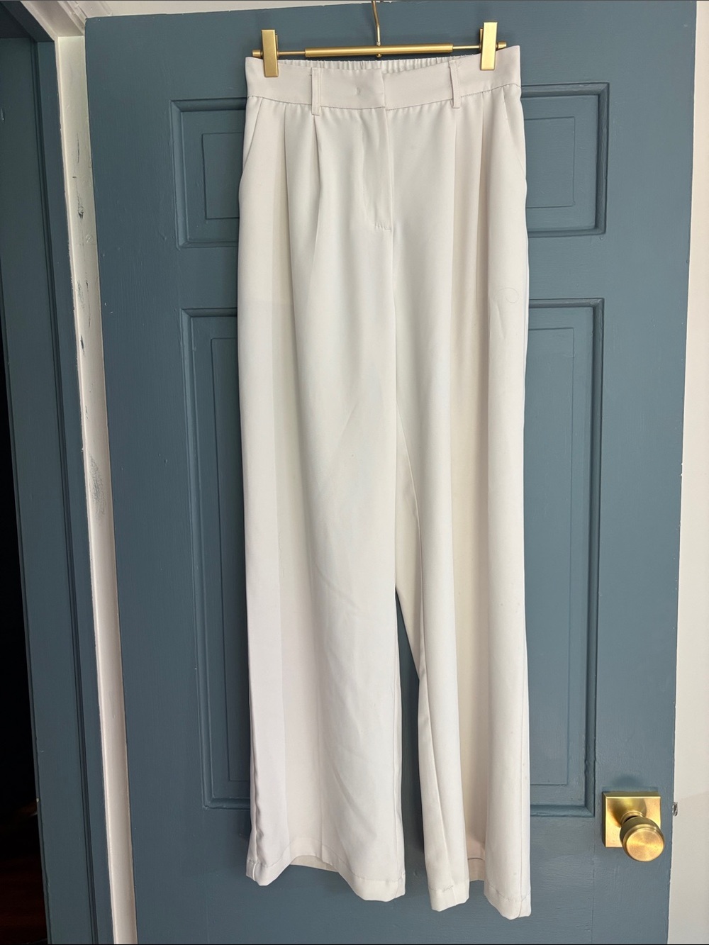 Women's Cream Wide-Leg Trousers